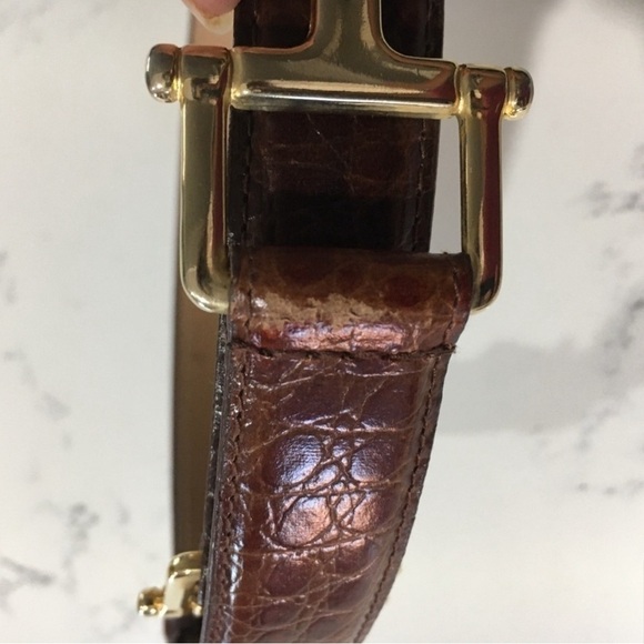 Italian Embossed croco brown, gold belt size:S/M - Picture 15 of 16